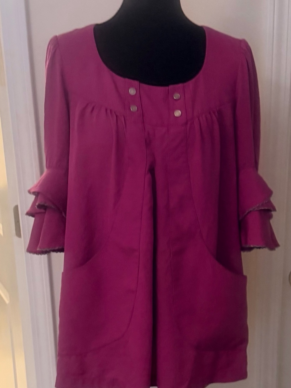 Mayle Magenta Ruffled Sleeve Tunic Top - Picture 6 of 7